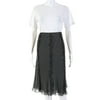 Pre-owned|Escada Womens Silk Striped A Line Skirt Black White Size EUR 44