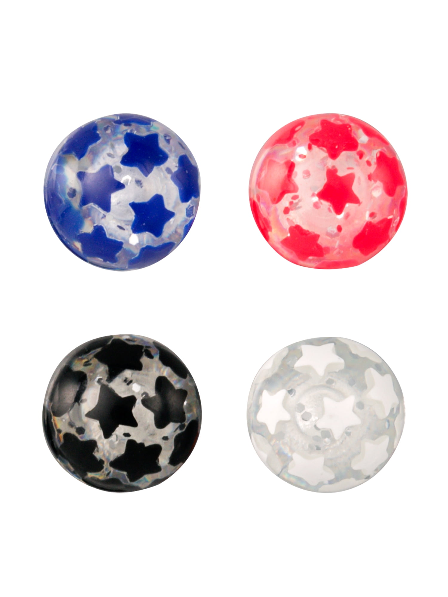 Surgical Steel Multicolor Star Tongue Barbell Set - 5 Pack