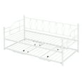 thumbnail image 3 of Tensun White Steel Twin Daybed with Adjustable Pop-Up Trundle, Bedroom Living Room Haven, Portable Folding Trundle Bed, Robust Steel Slat Support, 3 of 5