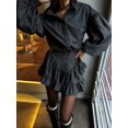 thumbnail image 4 of Women'S Elegant Two Piece Set Plaid Design with Ruffle Short Skirt High-End Office Outfit Dark Gray L, 4 of 9