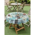 thumbnail image 4 of Outdoor Tablecloth with Umbrella Hole for Patio/Picnic/Party/Camping, Teal Palm Tree Waterproof Table Cloth Round Cover Washable, Seaside Coastal Tree Tropical Botanical (Dia 54"), 4 of 9