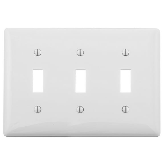Hubbell NP3W White Nylon Three Gang Toggle Switch Wall Plate