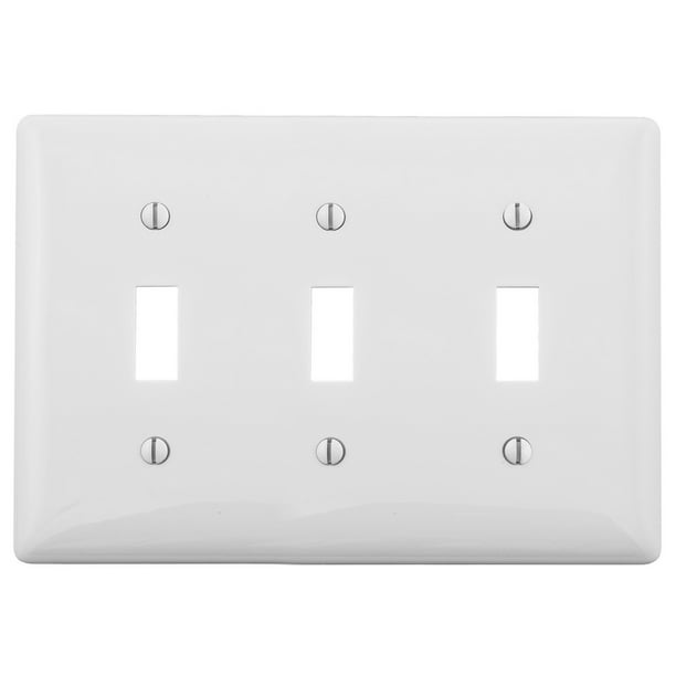 Hubbell Np3w White Nylon Three Gang, 3 Light Switch Cover Vertical