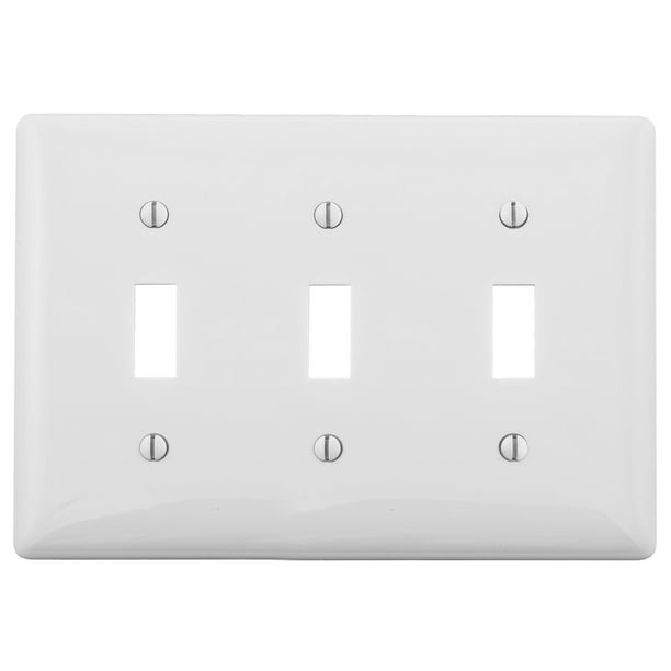 Hubbell Np3w White Nylon Three Gang Toggle Switch Wall Plate Com Hubbell Np3w White Nylon Three Gang, 3 Light Switch Cover Vertical