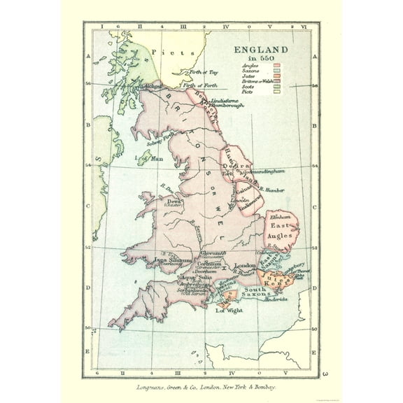 Historic Map - England 550 - Gardiner 1902 - 23 x 32.95 - Vintage Wall Art