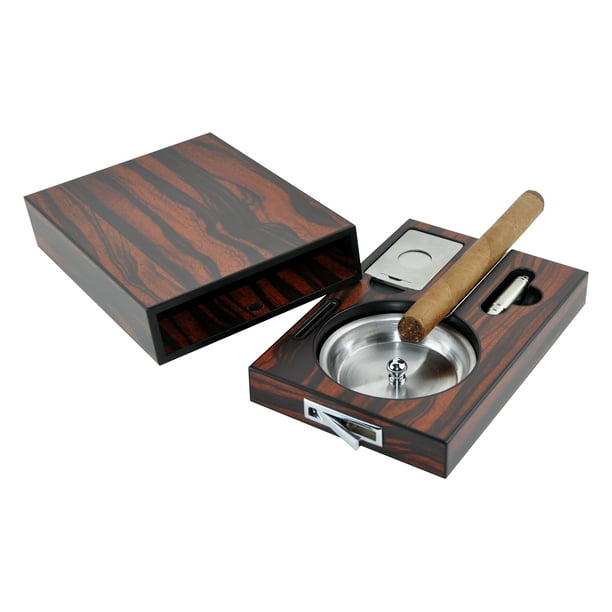 Travel Cigar Ashtray - Stainless Steel Basin, Punch, Cutter, Rest ...