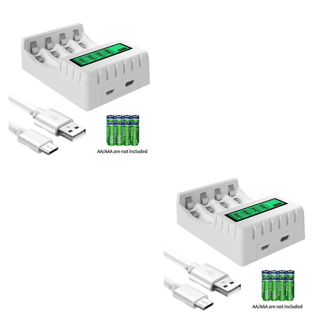 Adaptador recargable Injueey con Pantalla LCD Cargadores Accesorios de alimentación multifuncionales de alto rendimiento blanco 2Conjunto