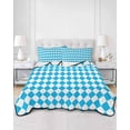 thumbnail image 2 of Quilts Full Size Bedding Set, Sky Blue Plaid Lightweight Quilted Comforter, Modern Minimalist Gingham Checkered Soft Reversible Bedspread Coverlet with Pillow Covers for All Season, 78" x 90", 2 of 7