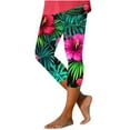 thumbnail image 2 of SELONE Capri Leggings for Women Yoga Crop High Waisted Plus Size Gym Leggings Summer Pants Curvy Slim Casual Vacation Pants Pull on Flowers Lightweight Comfortable Multicolor L Breathable Beach Pants, 2 of 5