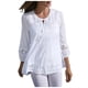 thumbnail image 1 of Blusa vintage de encaje con parches para mujer: cuello en V con lazo, manga 3/4, bordado, color liso, estilo retro/casual, verano, 1 of 5