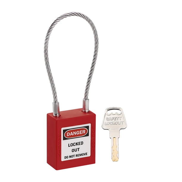Candados Lockout Tagout de 3.3 pulgadas con llave igualada, candado de seguridad de plástico rojo