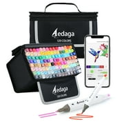 AEDAGA 120 Colors Alcohol Markers with Free App, Dual Tip Art Markers with Kickstand Case for Artists Adults and Kids. Alcohol Based Markers for Coloring Painting Sketching and Drawing, Great Gift.