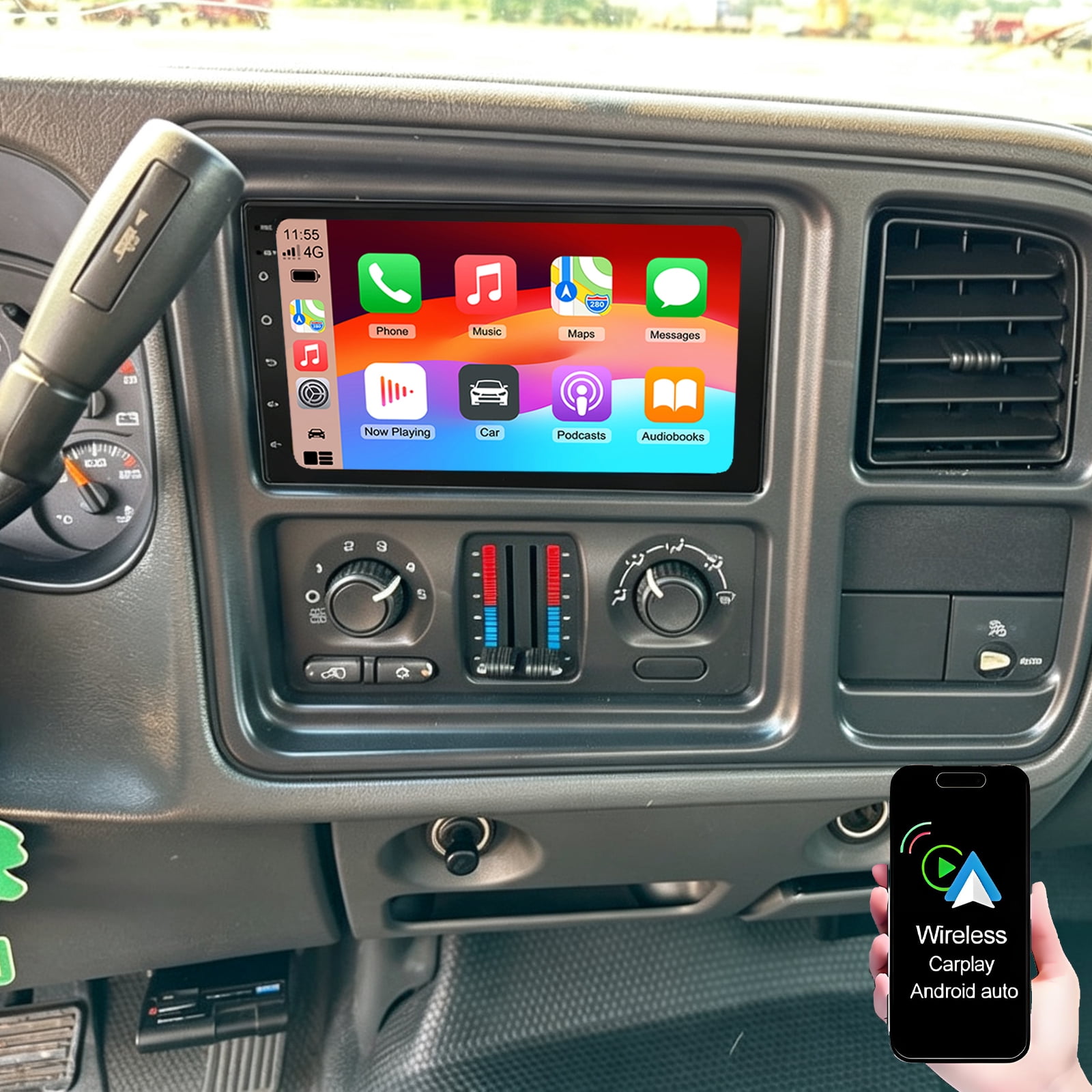 Dexico 7 Inch Android Car Radio for Chevrolet Silverado 2003-2006 Support Wireless Carplay Android Auto, Car Stereo Replacement with GPS Navigation WiFi Bluetooth AM FM Touch Screen Backup Camera