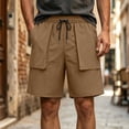 thumbnail image 2 of LEKWK Cargo Shorts for Men Elastic Waist Drawstring Short with Large Flap Pockets Quick Dry Lightweight Activewear for Gym Workout Hiking Brown XXL, 2 of 6