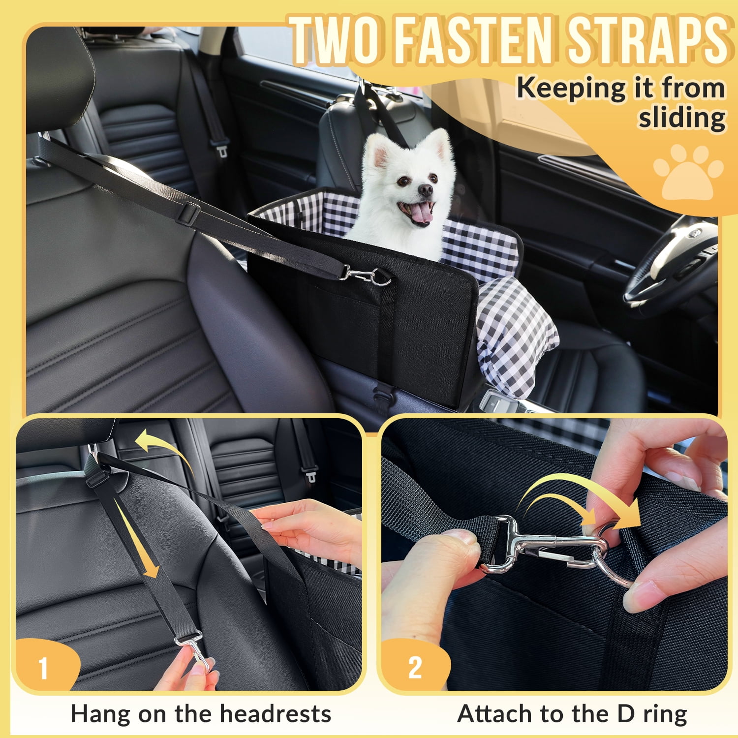 AUTOWT Console Dog Car Seat, Booster Seat with Safety Belt and Soft Cushions, Portable Carrier for Dogs up to 11lbs