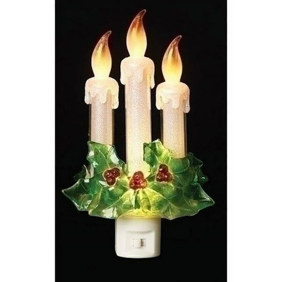 Roman 55380 - 7.75" 3 Candles with Holly Night Light (7.75" 3 candles w/holly nl)