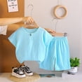 thumbnail image 2 of EnJoCho Toddler Boys Girls Cotton Linen 2 Pieces Outfits Summer Short Sleeve Button Down Shorts Set Kids Plain Soft Clothes Toddler Boy Summer Outfits, 2 of 9