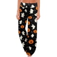 thumbnail image 2 of Womens Halloween Pajamas Cartoon Pumpkin Ghost Sleepwear Wide Leg Pants Soft Lounge Bottoms Cozy Sleepwear, 2 of 7