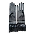 thumbnail image 1 of Guantes cortos de encaje para mujer, para boda, fiesta de té, disfraz, graduación, cena, novia Negro, 1 of 9