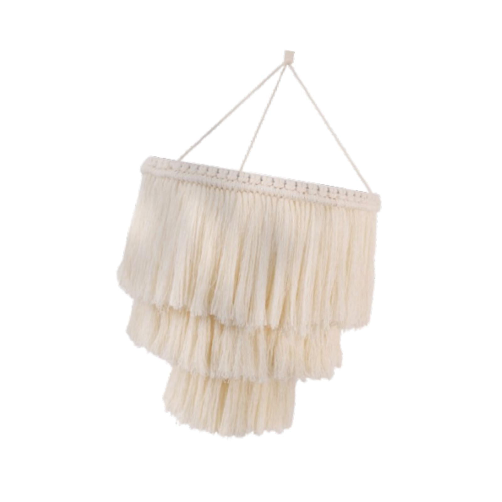 oshhni Macrame Lamp Shade Lampshade Boho Nordic Handmade Cotton Rope Hanging Light Cover Pendant Light Shade for Nursery Office Dorm C