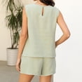 thumbnail image 5 of Htigea Women's 2 Piece Lounge Sets Summer Matching Outfits Short Sleeve Top and Shorts Loungewear Sale Green,XL, 5 of 6