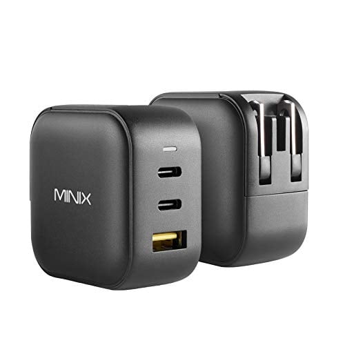 Cargador de Pared MINIX 66W Turbo 3-Puertos GaN 2 x Adaptador de Carga Rápida