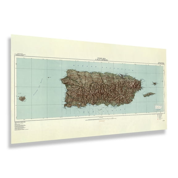 HISTORIX Vintage 1952 Puerto Rico Map Poster - Vintage Wall Map of Puerto Rico E Islas Limitrofes - Old Puerto Rico Map Wall Art Print