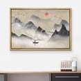 thumbnail image 3 of wall26 Framed Canvas Print Wall Art Chinese Watercolor Fisherman and Mountains Nature Wilderness Illustrations Modern Rustic Scenic Colorful for Living Room, Bedroom, Office - 16"x24" Natur, 3 of 5