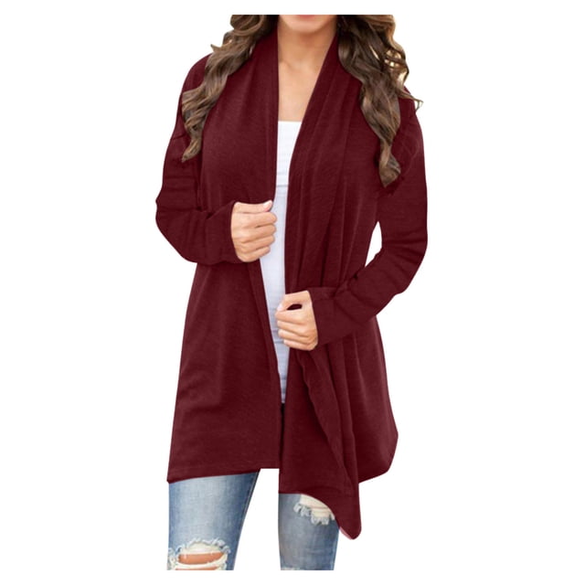 Yuyuzo Cardigan de Printemps pour Femmes Grande Taille Manches Longues Décontracté Ouvert Couverture d'Été