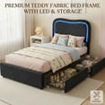 thumbnail image 4 of Yeshouse Estructura de cama Boucle con 2 cajones, plataforma tapizada con cabecero LED y listones de madera maciza. No necesita somier. Ideal para niños y adolescentes, 4 of 7