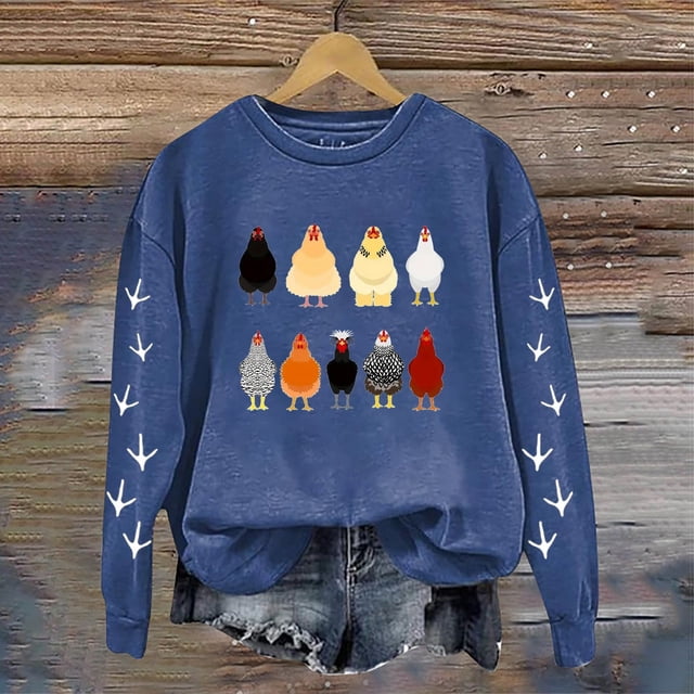 Chandails en Molleton Décontractés à Manches Longues pour Femmes, Col Rond, Imprimé Graphique de Poulet, Chandail, Blouse, Veste Légère, Col Rabattu, Fermeture Éclair Complète, Chandail à Capuchon Athlétique