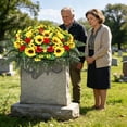 thumbnail image 4 of DVKOVI Artificial Cemetery Flowers for Grave HeadstOne Flower Saddle Silk Sunflowers Cemeteries Memorial DecoratiOn B One Size, 4 of 6