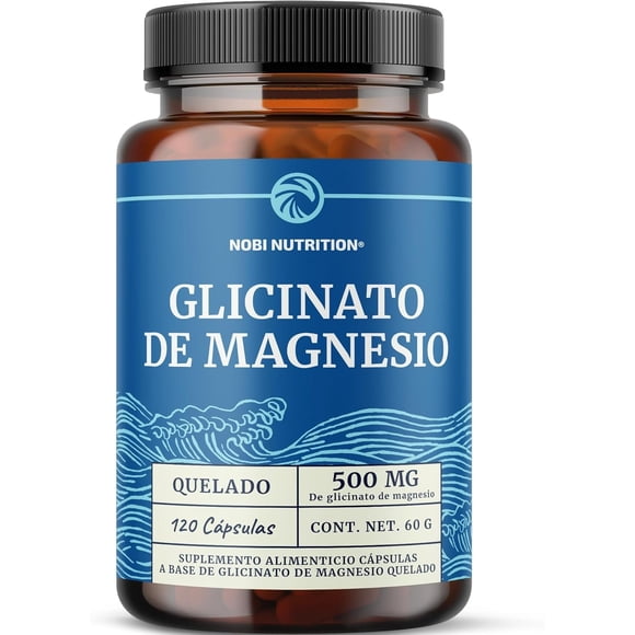 Glicinato de Magnesio Nobi Nutrition 500 mg, Magnesio Quelado de Alta Absorción, Vegano y Sin GMO, Apoyo para Sueño, Relajación Muscular y Huesos, 120 Cápsulas