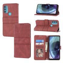 Wallet Case for Motorola Moto G71 5G 6.4 Inch, Skin Feel Embossed Leather Magnetic Case with Kickstand Card Slots Long Shouder Strap Cover for Motorola Moto G71,Red