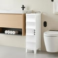 thumbnail image 2 of VECELO Narrow Bathroom Storage Cabinet with Door, 28.7” H Slim Freestanding Foldable Cabinet with Adjustable Shelves, for Small Spaces, Kitchen, White, 2 of 10