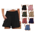 thumbnail image 4 of Pantalones cortos de verano para mujer, pantalones cortos fruncidos con cintura elástica y bolsillo para correr y Fitness, 4 of 6