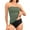 Green, variant on Women Bandeau Tankini Swimsuit Strapless Ruched Top Mid-Waist Brief Removable Straps Green Swimwear S-XXL