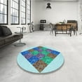 thumbnail image 3 of Ahgly Company Indoor Square Patterned Steel Blue Area Rugs, 5' Square, 3 of 6