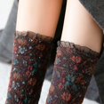 thumbnail image 2 of BH-JJSMGS Women's Vintage Floral Socks, Cute Embroidered Frilly Floral Crew Socks, Cozy Flower Jacquard Casual, 2 of 5