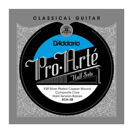 Composite Core - D'Addario XCH-3B Pro-Arte EXP Coated Silver Plated Copper on Composite Core Classical Guitar Half Set, Hard Tension