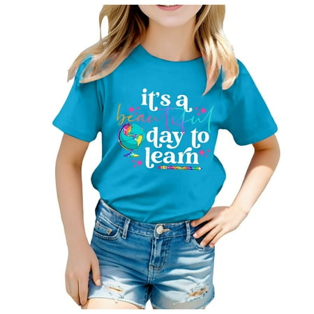 

Girls Clothes Size 3-4 Toddler T Shirts Kids School Season Back To School Season Printed Casual Short Sleeve Top T Shirt Teacher Shirts Clothes Blue-d 110.00