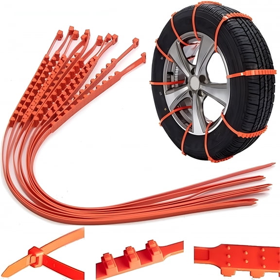 MISSMILE Reusable Anti Snow Chains of Car,Anti Skid Tire Chains,Universal Emergency Traction Snow Tire Chains Anti-Skid Nylon Cable Tie for Car Suv Pickup Trucks,10Pcs