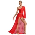 thumbnail image 4 of RUNQHUI Robe de Danse Moderne Contemporaine à Manches Chauve-Souris Longues en Maille Fluide pour Femmes Rouge G, 4 of 7