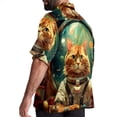thumbnail image 3 of Retro Cat Men's Short Sleeve Beach Shirts Hawaiian Button Down Casual Summer Printed Unisex Top, 3 of 6
