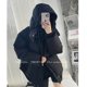 thumbnail image 1 of Grey Down Jacket Women Coat Black Hooded Fashion American Streetwear Y2K Style Duck Down Feather Female Winter Short Outwear, 1 of 4