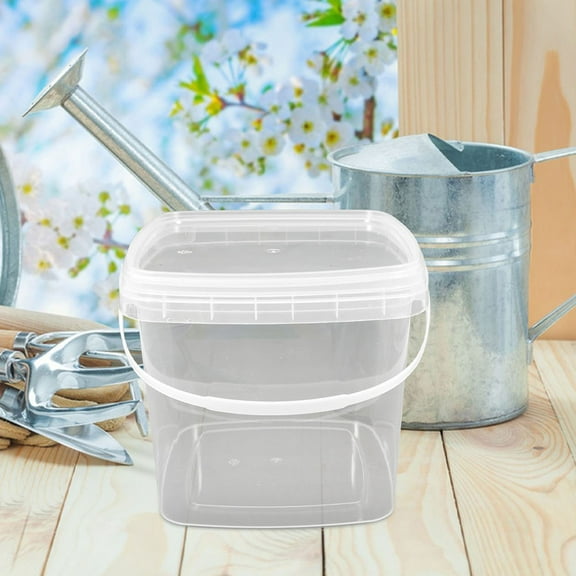 WRITWAA Clear Plastic Bucket with Leakproof Lid, Food Storage Container for Home Kitchen and Pantry Use