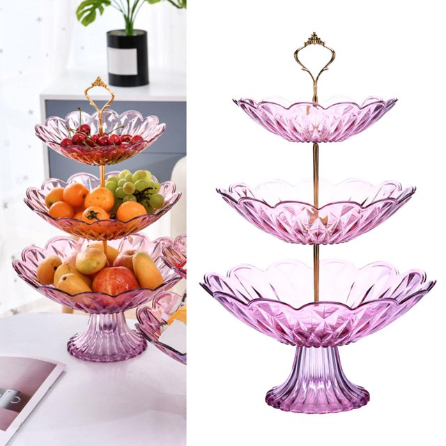 Cesta de frutas de 3 niveles Baoblaze cuenco para pan de cocina soporte para postres plato de frutas