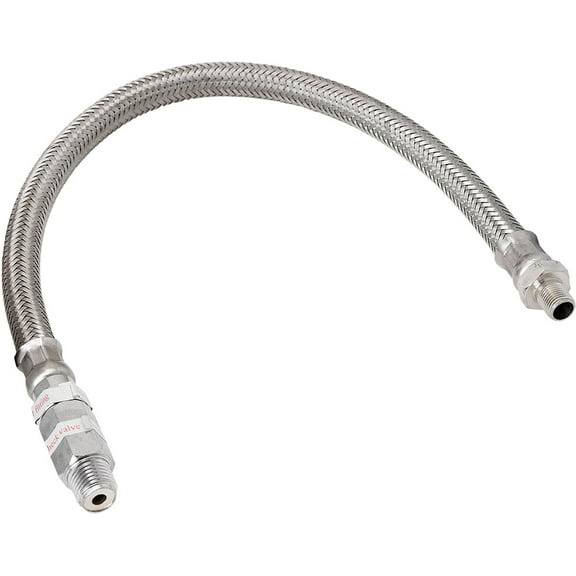 Vixen Horns Stainless Steel Air Compressor Braided Leader Hose with Check Valve 1/8" NPT Male to 1/4" NPT Male 14inch Chrome VXA7331