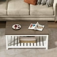 thumbnail image 4 of Coffee Table, Rustic Farmhouse Table with Shelf for Living Room, Vintage Finish White, 4 of 7