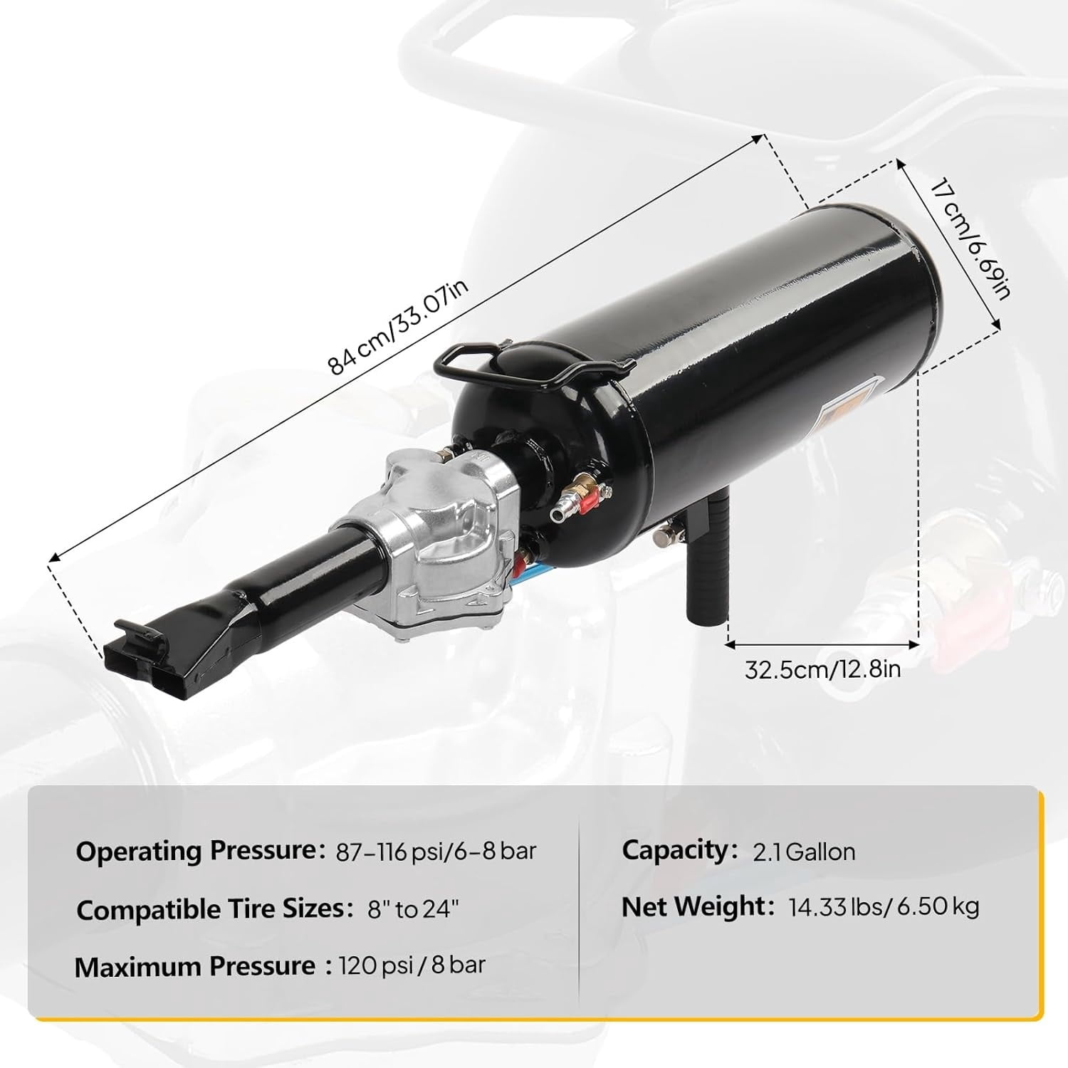 Ktaxon Air Tire Bead Blaster Seater 2.1 Gallon, Wheel Trigger Seating Tool Inflator Tank for Motorcycle ATV Car, 87-116PSI Operating Pressure, Black